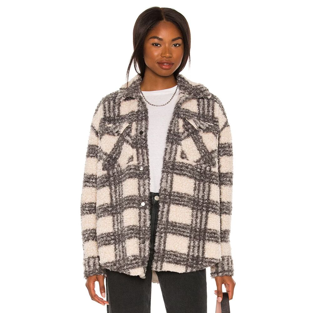 SAYLOR Loria‎ Plaid Jacket Cream Black Medium